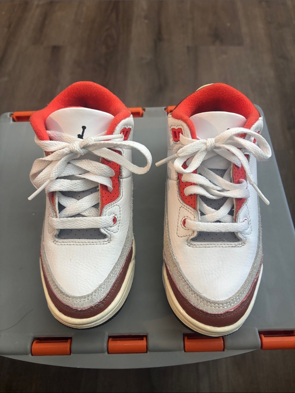 Jordan Kids White and Red Low Top Sneakers